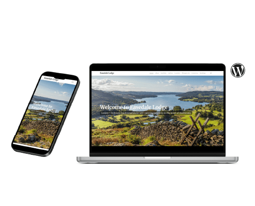A visual of a desktop view of Easedale Lodge website design and a responsive design view on a mobile device.
