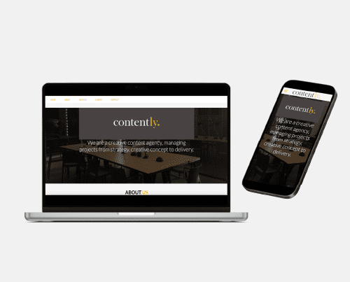 A visual of a desktop view of contently website design and a responsive design view on a mobile device.